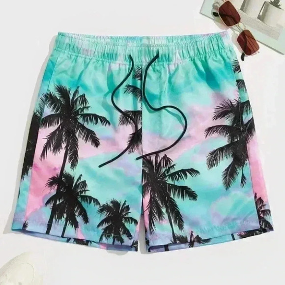 Blue Vacation Men's Coconut Tree Print Shorts